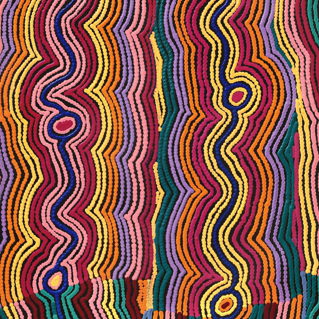 Aboriginal Artwork by Selina Napanangka Fisher, Pikilyi Jukurrpa (Vaughan Springs Dreaming) - Nguri Bird, 91x61cm