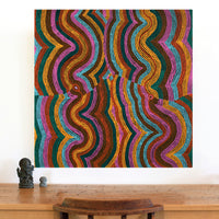 Aboriginal Artwork by Selina Napanangka Fisher, Pikilyi Jukurrpa (Vaughan Springs Dreaming) - Nguri Bird, 91x91cm