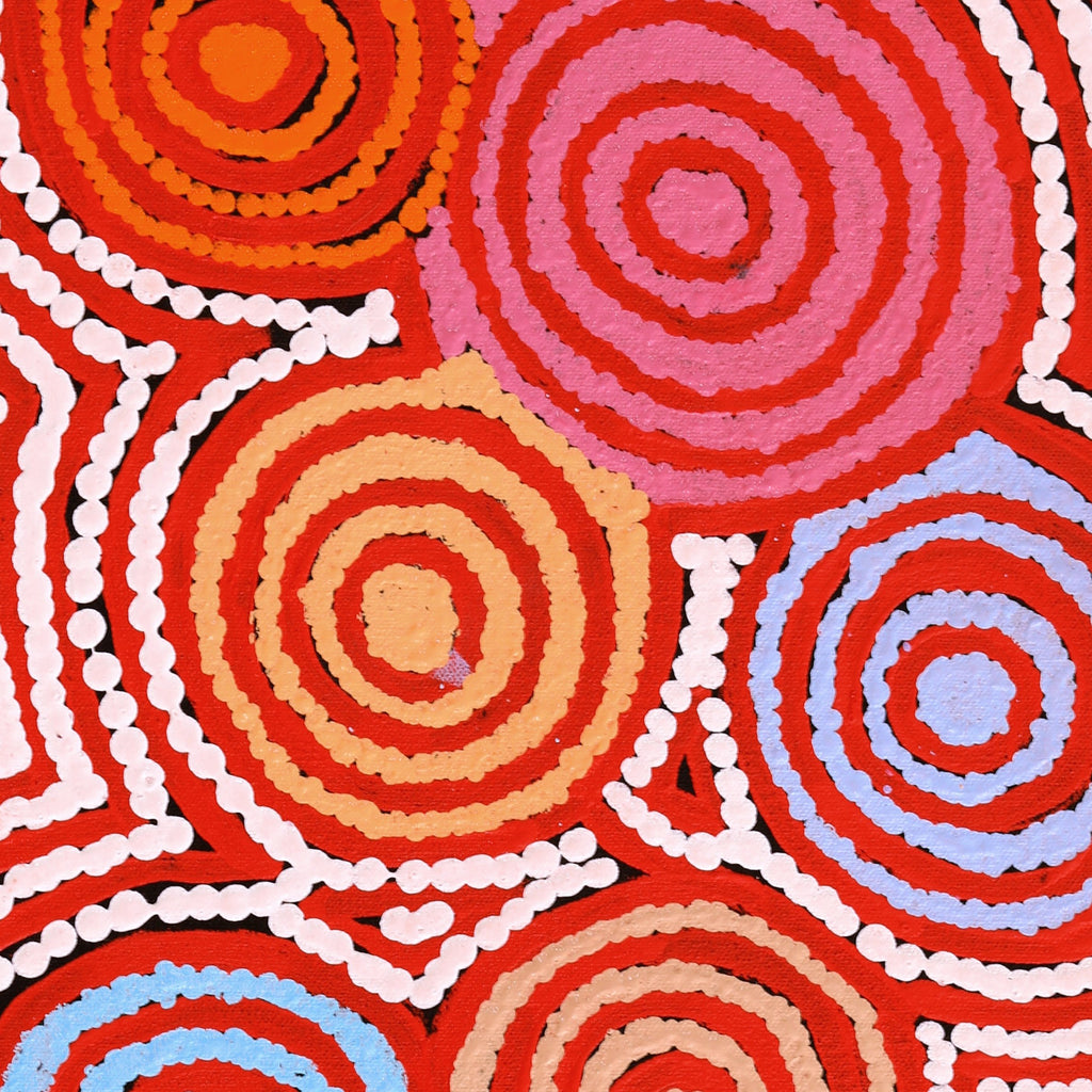 Aboriginal Artwork by Shaimaya Nampijinpa Brown, Luurnpa Jukurrpa (Kingfisher Dreaming) - Lake MacKay, 61x30cm