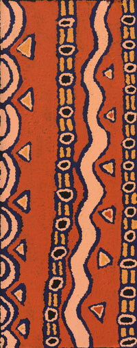 Aboriginal Artwork by Shaimaya Nampijinpa Brown, Luurnpa Jukurrpa (Kingfisher Dreaming) - Lake MacKay, 76x30cm