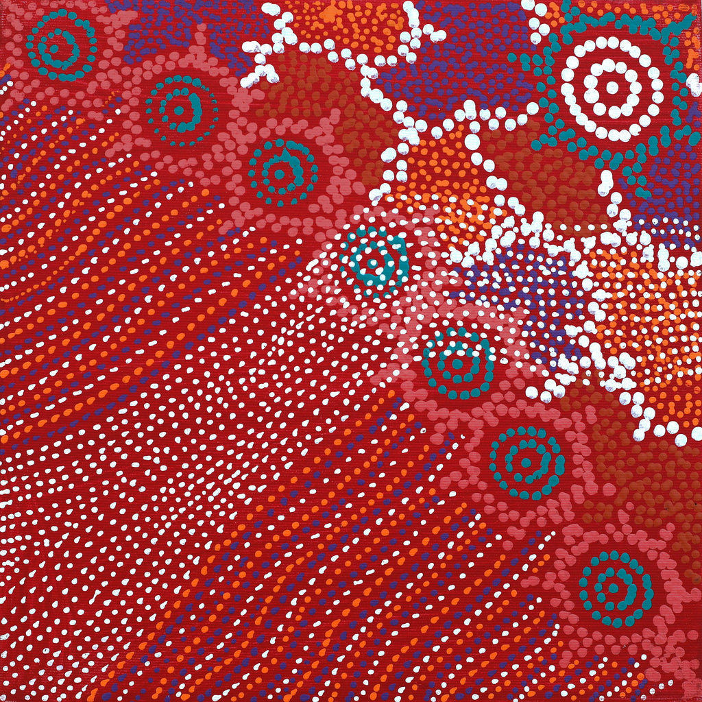 Aboriginal Artwork by Shanna Napanangka Williams, Napaljarri-Warnu Jukurrpa (Seven Sisters Dreaming), 30x30cm