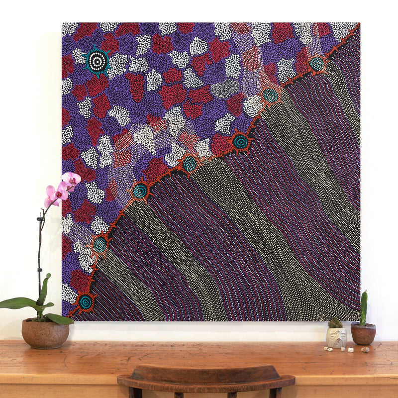 Aboriginal Artwork by Shanna Napanangka Williams, Seven Sisters Dreaming, 107x107cm