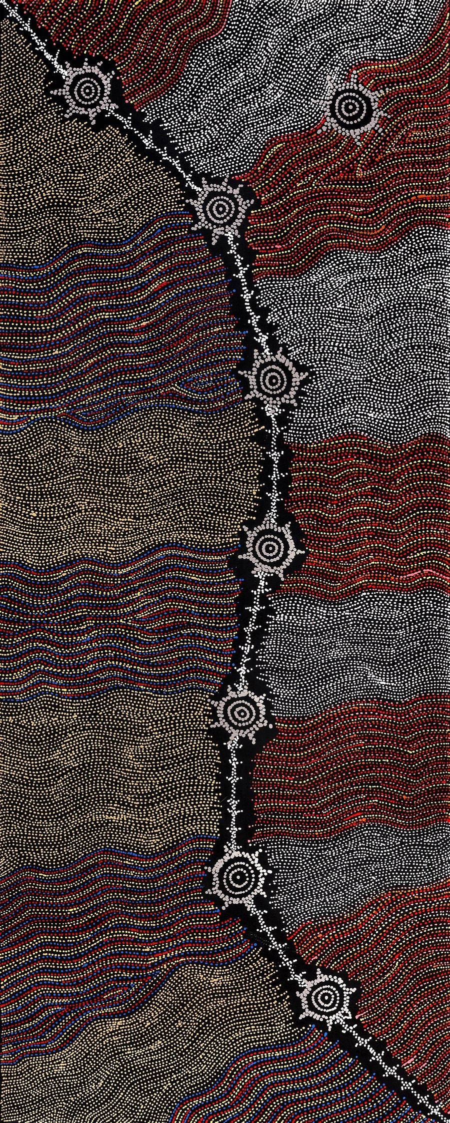 Aboriginal Artwork by Shanna Napanangka Williams, Seven Sisters Dreaming, 152x61cm