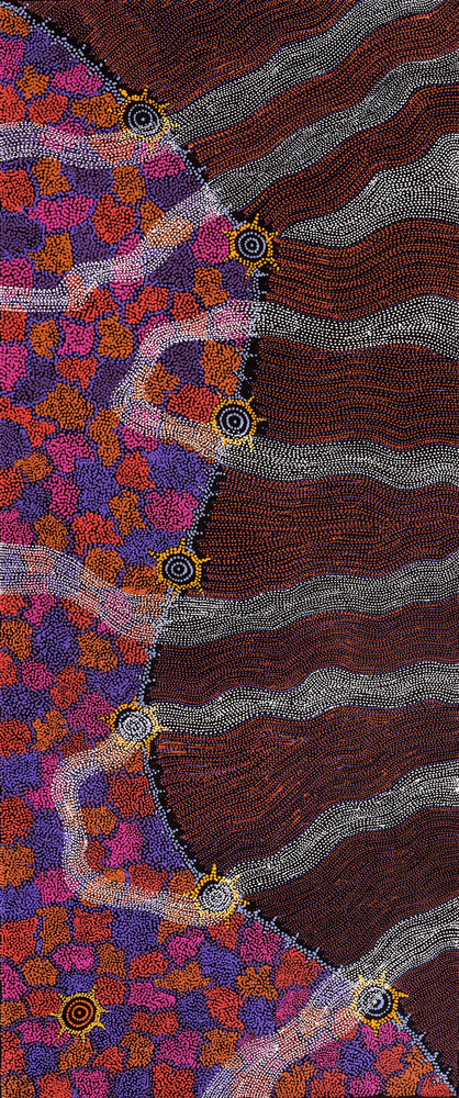 Aboriginal Artwork by Shanna Napanangka Williams, Seven Sisters Dreaming, 183x76cm