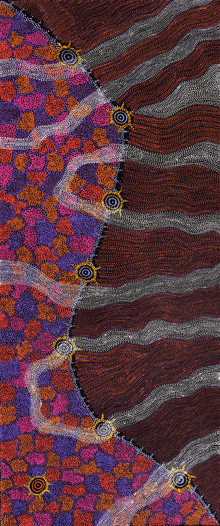 Aboriginal Artwork by Shanna Napanangka Williams, Seven Sisters Dreaming, 183x76cm