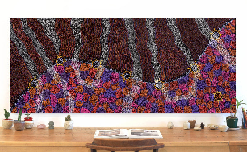 Aboriginal Artwork by Shanna Napanangka Williams, Seven Sisters Dreaming, 183x76cm