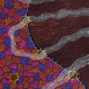 Aboriginal Art by Shanna Napanangka Williams, Seven Sisters Dreaming, 183x76cm - ART ARK®