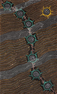 Aboriginal Artwork by Shanna Napanangka Williams, Seven Sisters Dreaming, 76x46cm