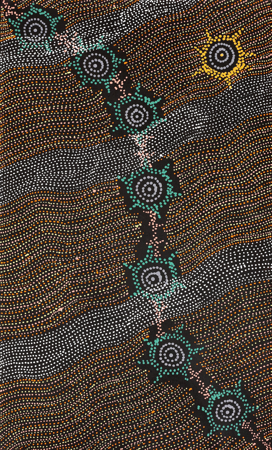 Aboriginal Artwork by Shanna Napanangka Williams, Seven Sisters Dreaming, 76x46cm