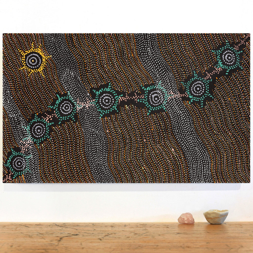 Aboriginal Artwork by Shanna Napanangka Williams, Seven Sisters Dreaming, 76x46cm