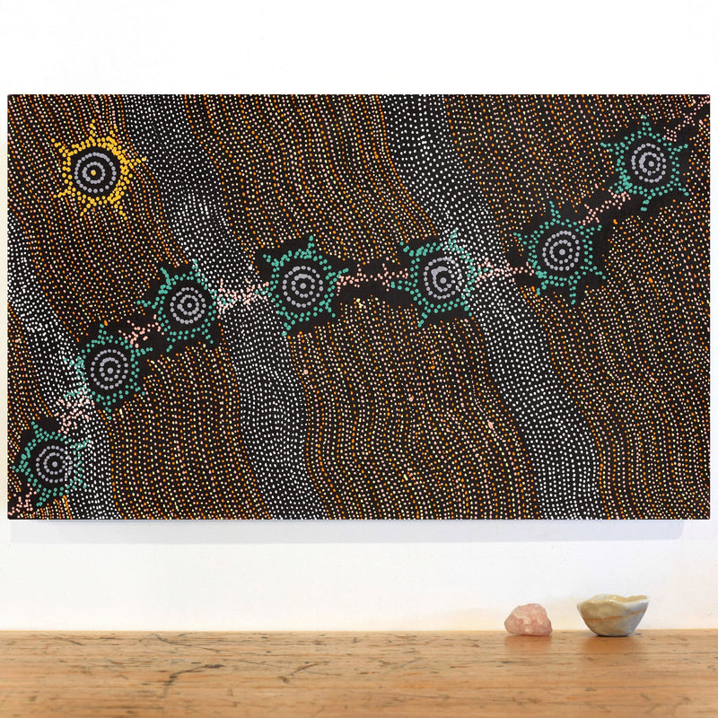 Aboriginal Artwork by Shanna Napanangka Williams, Seven Sisters Dreaming, 76x46cm