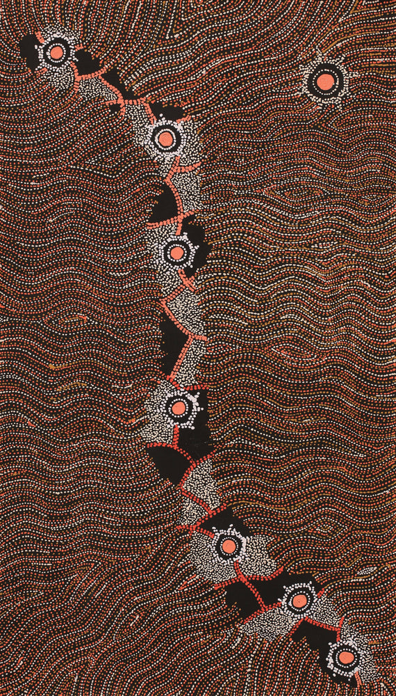 Aboriginal Artwork by Shanna Napanangka Williams, Star or Seven Sisters Dreaming, 107x61cm