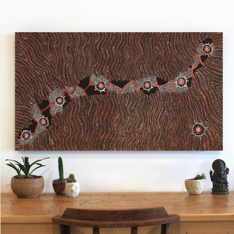 Aboriginal Artwork by Shanna Napanangka Williams, Star or Seven Sisters Dreaming, 107x61cm