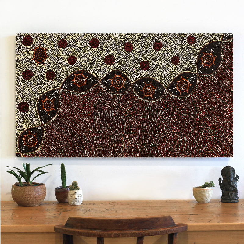 Aboriginal Artwork by Shanna Napanangka Williams, Star or Seven Sisters Dreaming, 107x61cm