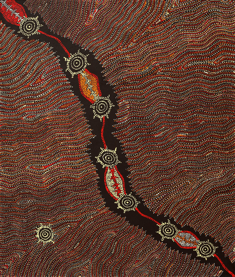 Aboriginal Artwork by Shanna Napanangka Williams, Star or Seven Sisters Dreaming, 107x91cm