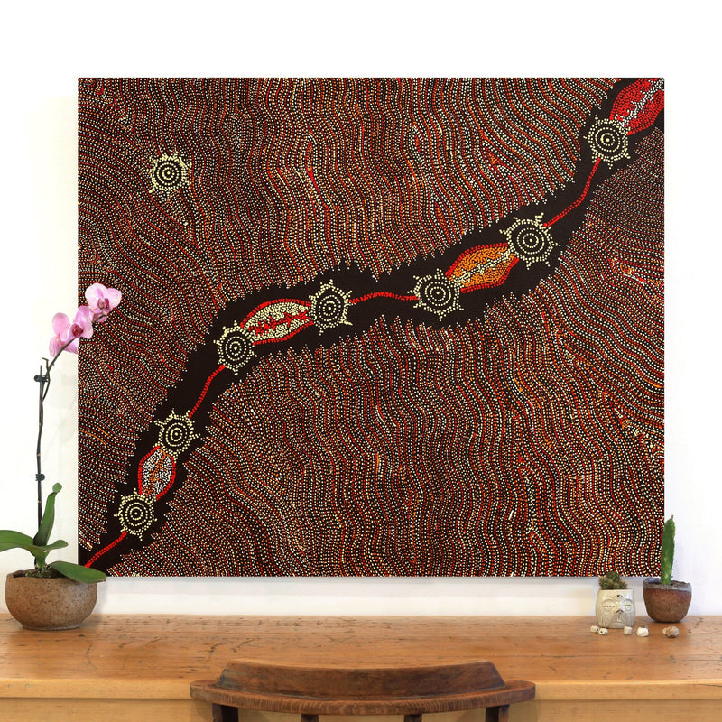 Aboriginal Artwork by Shanna Napanangka Williams, Star or Seven Sisters Dreaming, 107x91cm