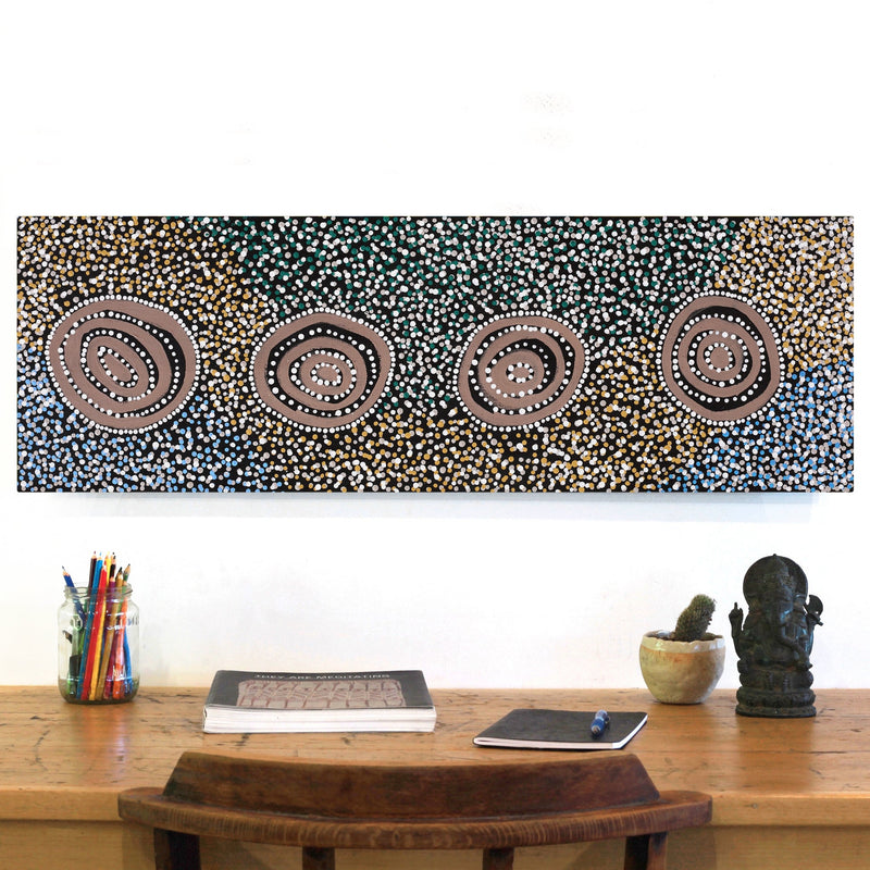 Aboriginal Artwork by Sharelle Napangardi Dixon, Karnta Jukurrpa (Womens Dreaming), 91x30cm