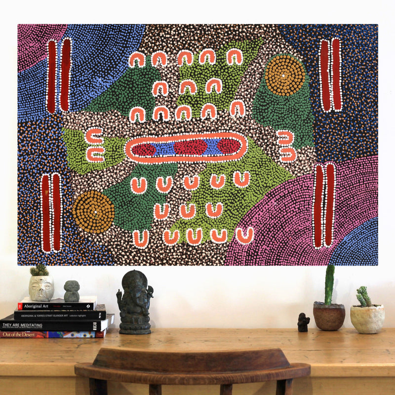 Aboriginal Artwork by Sharelle Napangardi Dixon, Karnta Jukurrpa (Womens Dreaming), 91x61cm