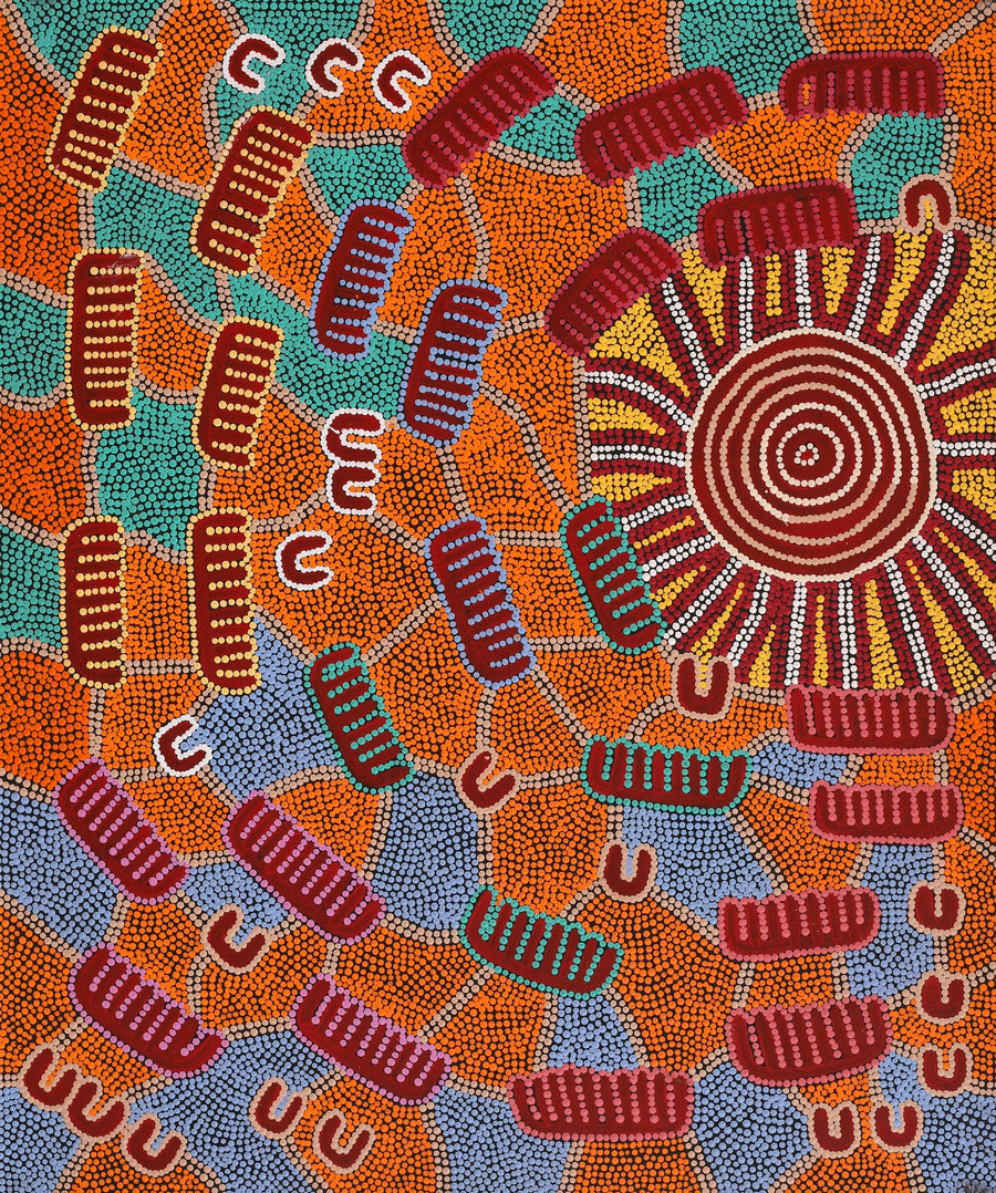 Aboriginal Artwork by Sharelle Napangardi Dixon, Karnta Jukurrpa (Womens Dreaming), 91x76cm