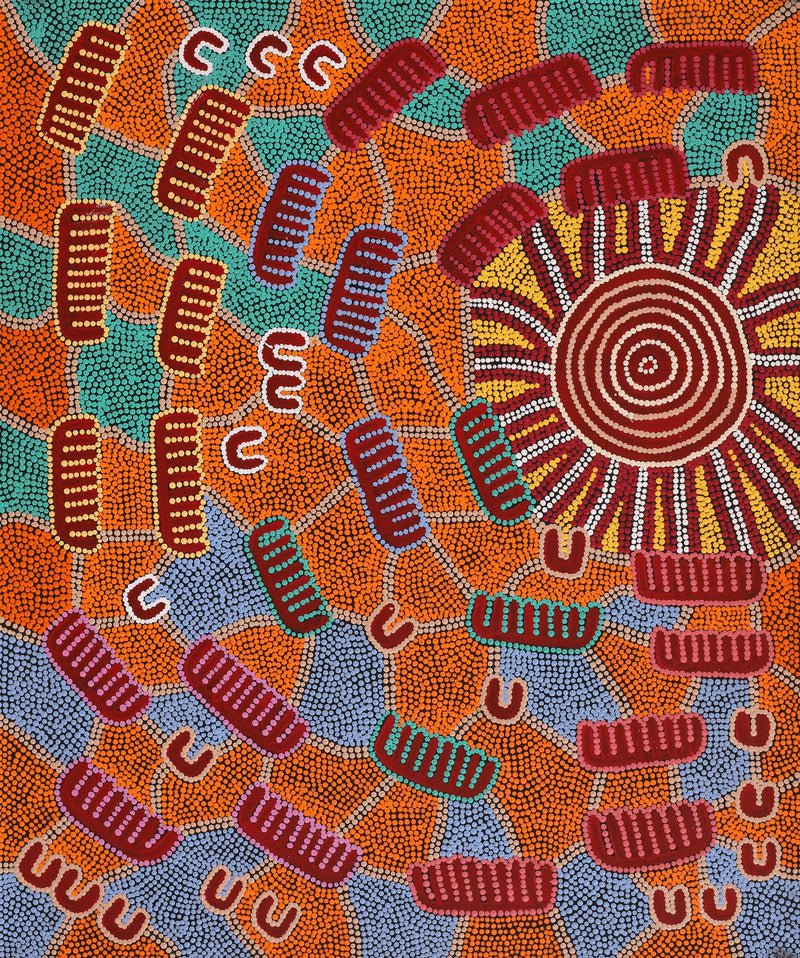 Aboriginal Artwork by Sharelle Napangardi Dixon, Karnta Jukurrpa (Womens Dreaming), 91x76cm