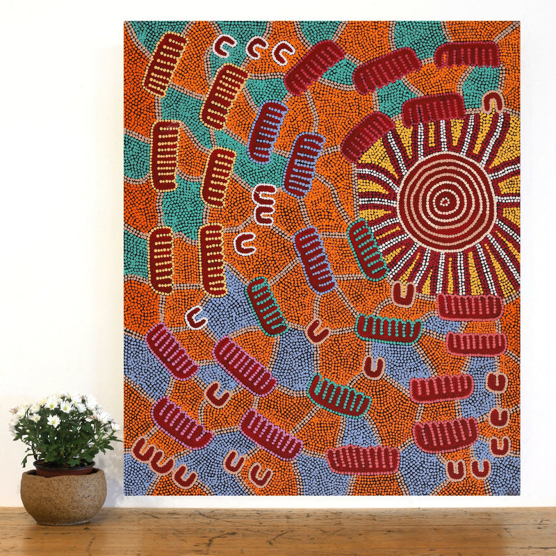 Aboriginal Artwork by Sharelle Napangardi Dixon, Karnta Jukurrpa (Womens Dreaming), 91x76cm