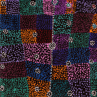 Aboriginal Artwork by Sheree Napurrurla Wayne, Lukarrara Jukurrpa (Desert Fringe-rush Seed Dreaming), 46x46cm