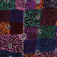 Aboriginal Artwork by Sheree Napurrurla Wayne, Lukarrara Jukurrpa (Desert Fringe-rush Seed Dreaming), 46x46cm
