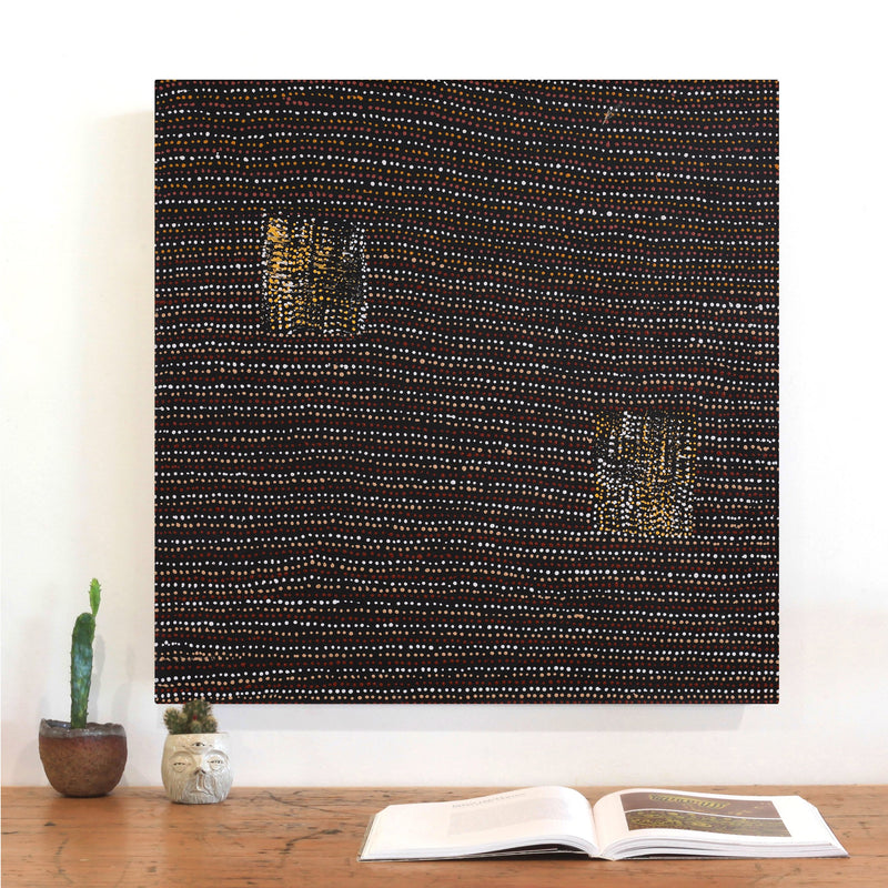 Aboriginal Artwork by Shirley Nampijinpa Turner, Pikilyi Jukurrpa (Vaughan Springs Dreaming), 61x61cm