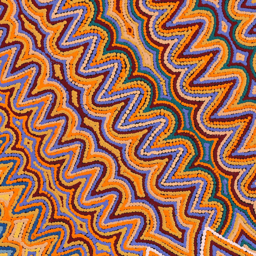 Aboriginal Artwork by Shirley Nampijinpa Turner, Pikilyi Jukurrpa (Vaughan Springs Dreaming), 76x76cm
