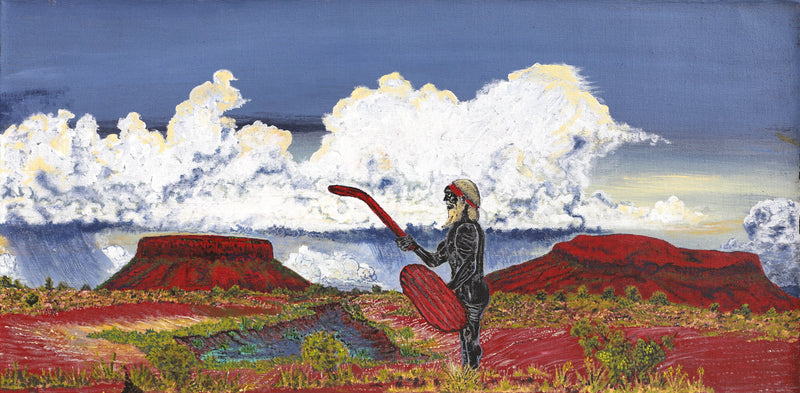 Aboriginal Artwork by Simon Jampijinpa Brown, Nguru Nyirrpi-wana (Country around Nyirrpi), 61x30cm