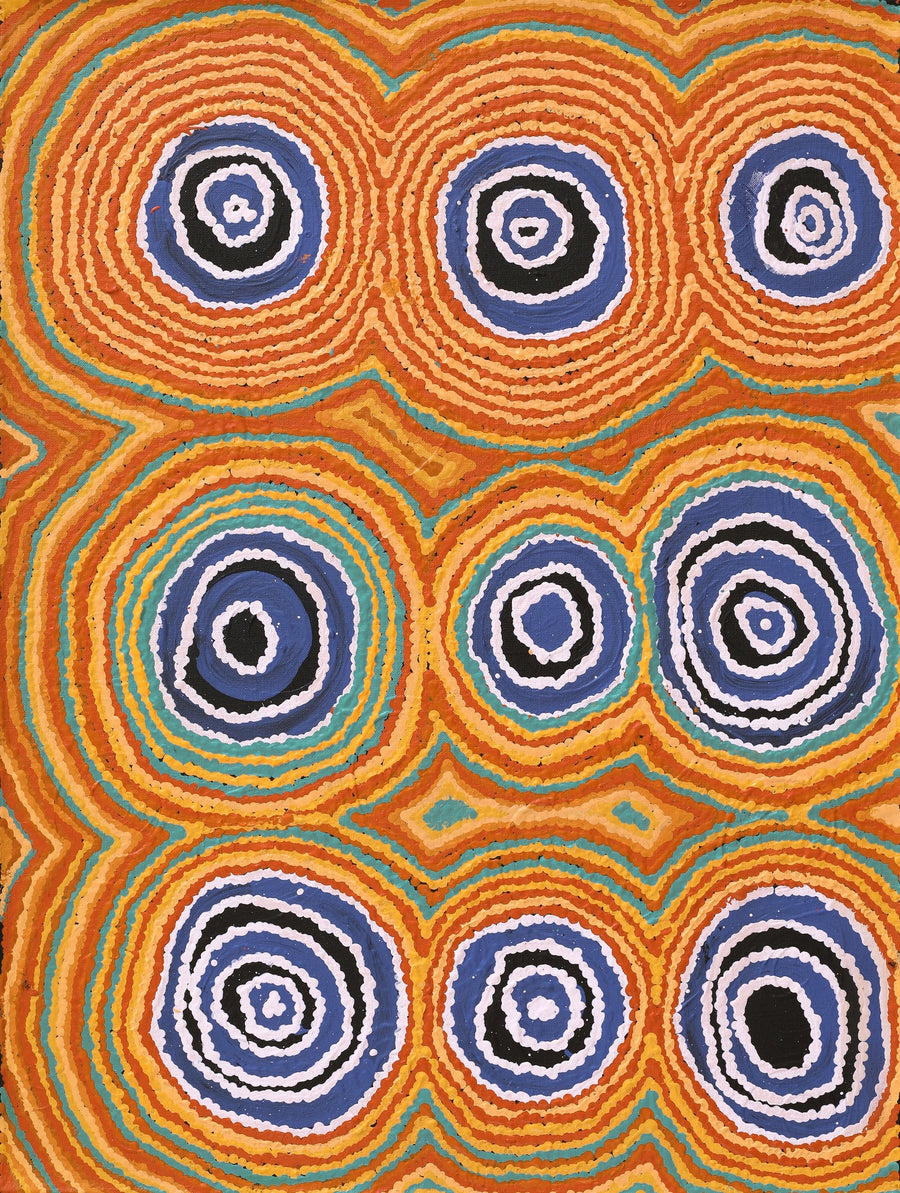 Aboriginal Artwork by Simone Nampijinpa Brown, Ngapa Jukurrpa (Water Dreaming) - Puyurru, 61x46cm