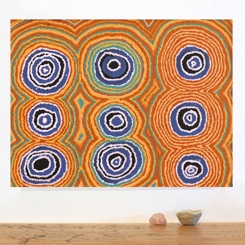 Aboriginal Artwork by Simone Nampijinpa Brown, Ngapa Jukurrpa (Water Dreaming) - Puyurru, 61x46cm