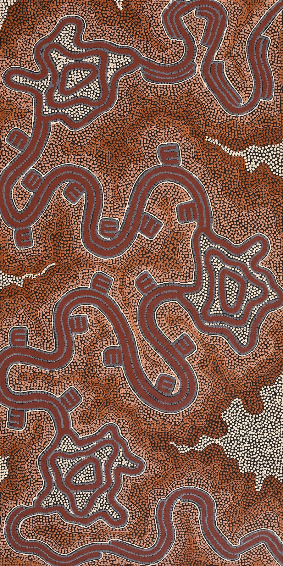 Aboriginal Artwork by Stephanie Napurrurla Nelson, Janganpa Jukurrpa (Brush-tail Possum Dreaming) - Mawurrji, 122x61cm