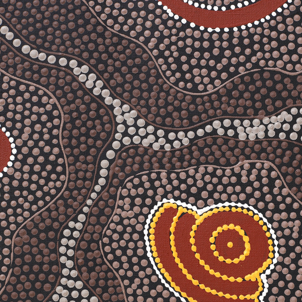Aboriginal Artwork by Stephanie Napurrurla Nelson, Janganpa Jukurrpa (Brush-tail Possum Dreaming) - Mawurrji, 183x107cm