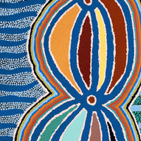 Aboriginal Artwork by Stephen Jakamarra Walker, Pirlarla Jukurrpa (Dogwood Tree Bean Dreaming), 107x61cm