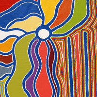 Aboriginal Artwork by Stephen Jakamarra Walker, Pirlarla Jukurrpa (Dogwood Tree Bean Dreaming), 107x76cm