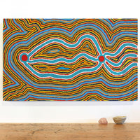 Aboriginal Art by Stephen Jakamarra Walker, Pirlarla Jukurrpa (Dogwood Tree Bean Dreaming), 76x46cm - ART ARK®