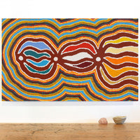Aboriginal Artwork by Stephen Jakamarra Walker, Pirlarla Jukurrpa (Dogwood Tree Bean Dreaming), 76x46cm