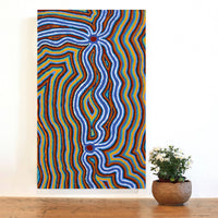 Aboriginal Artwork by Stephen Jakamarra Walker, Pirlarla Jukurrpa (Dogwood Tree Bean Dreaming), 76x46cm