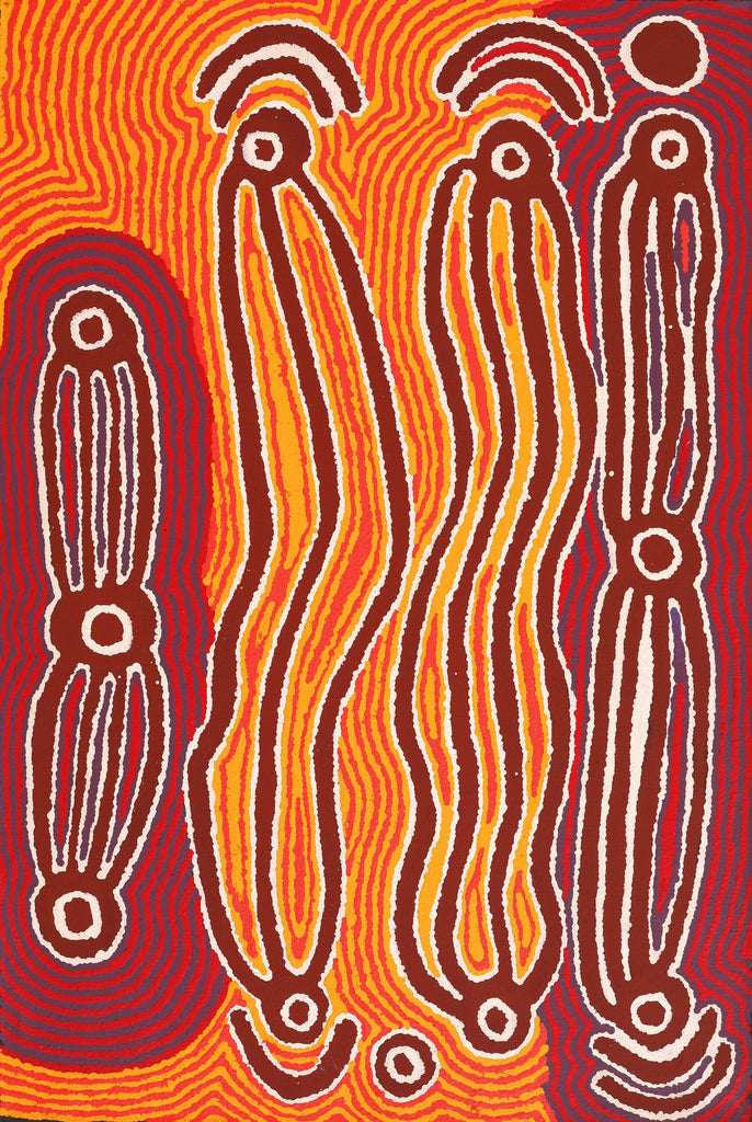 Aboriginal Artwork by Stephen Jakamarra Walker, Pirlarla Jukurrpa (Dogwood Tree Bean Dreaming), 91x61cm - ART ARK®