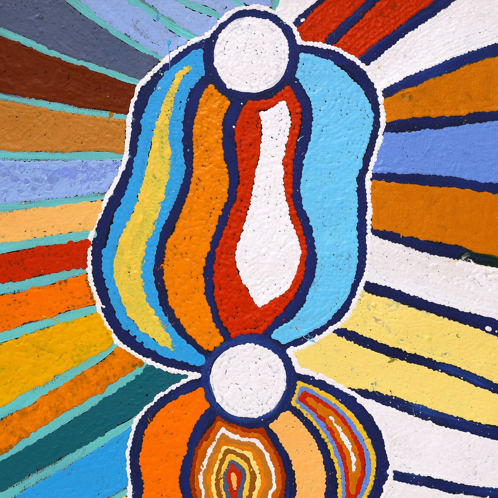 Aboriginal Artwork by Stephen Jakamarra Walker, Pirlarla Jukurrpa (Dogwood Tree Bean Dreaming), 91x61cm