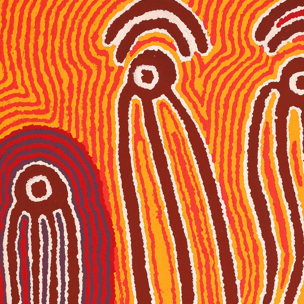 Aboriginal Artwork by Stephen Jakamarra Walker, Pirlarla Jukurrpa (Dogwood Tree Bean Dreaming), 91x61cm