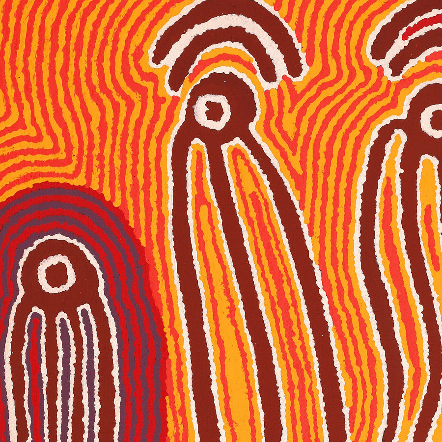 Aboriginal Artwork by Stephen Jakamarra Walker, Pirlarla Jukurrpa (Dogwood Tree Bean Dreaming), 91x61cm