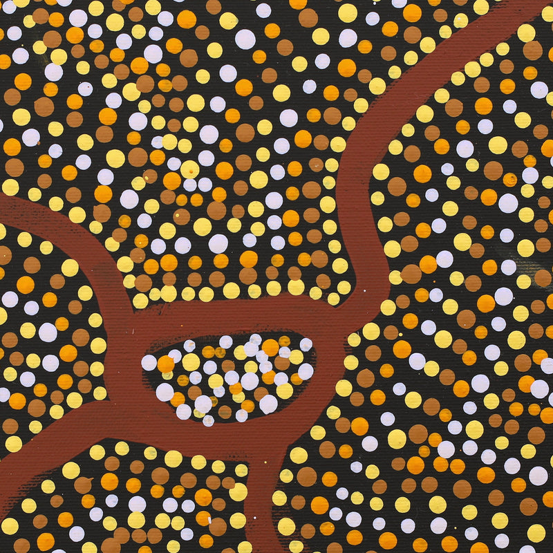 Aboriginal Artwork by Stewart Jupurrurla Kelly, Ngapa Jukurrpa (Water Dreaming) - Wapurtali, 30x30cm
