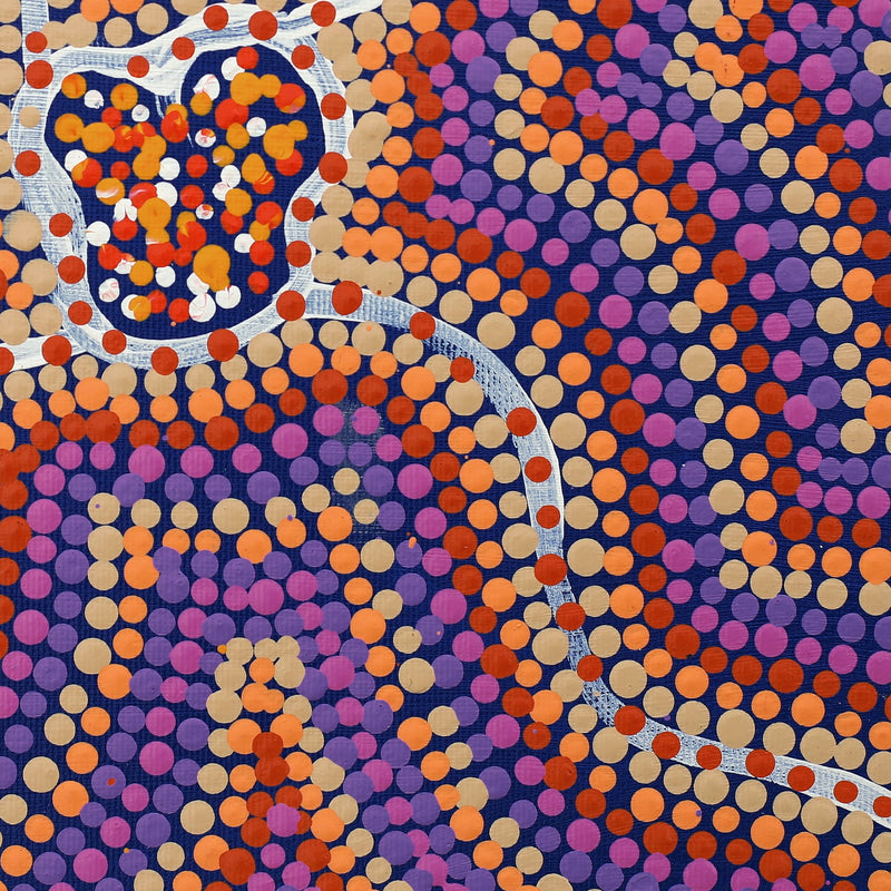 Aboriginal Artwork by Stewart Jupurrurla Kelly, Ngapa Jukurrpa (Water Dreaming) - Wapurtali, 30x30cm