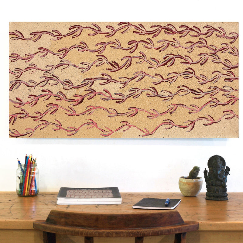 Aboriginal Artwork by Susie Nangala Watson, Mina Mina Dreaming, 91x46cm