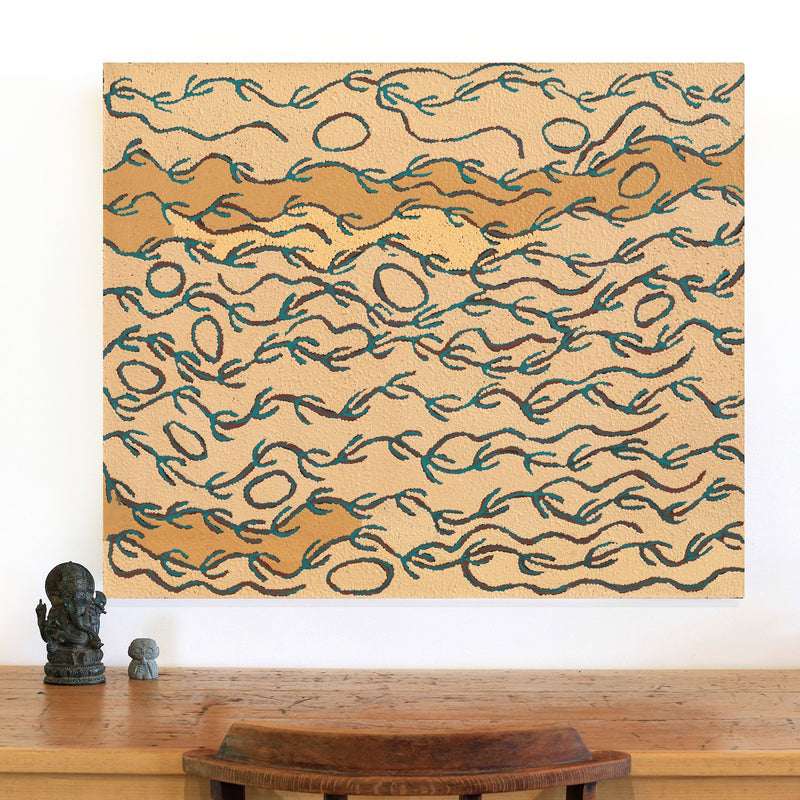 Aboriginal Artwork by Susie Nangala Watson, Mina Mina Dreaming, 91x76cm