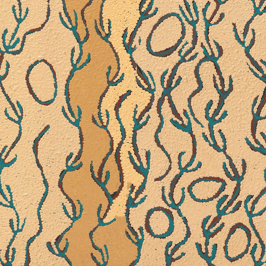 Aboriginal Artwork by Susie Nangala Watson, Mina Mina Dreaming, 91x76cm