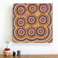 Aboriginal Artwork by Tasha Nampijinpa Collins, Ngapa Jukurrpa (Water Dreaming) - Puyurru, 46x46cm