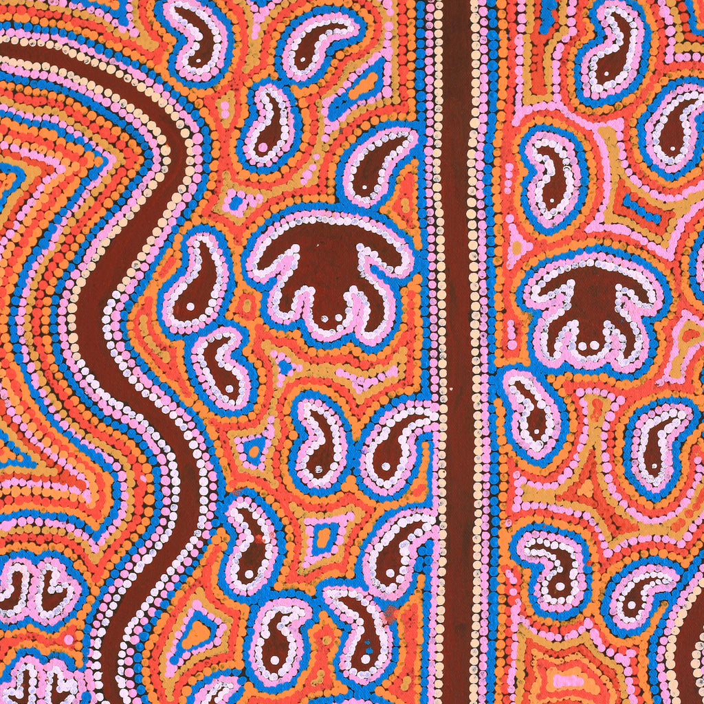 Aboriginal Artwork by Thomas Jangala Rice, Jarlji Jukurrpa (Frog Dreaming), 61x46cm